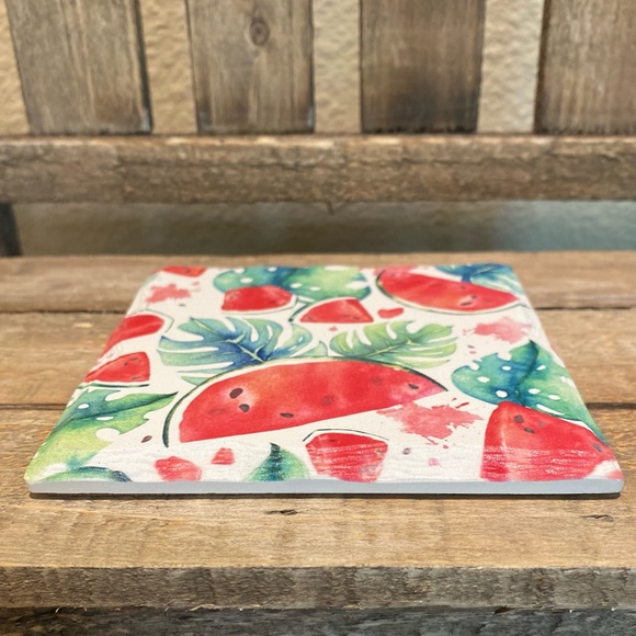 Watermelon Coasters Set of 4, Summer Watermelon Ceramic Square Coasters - Picture 7 of 13
